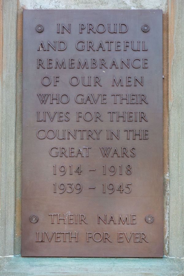 The South Panel of the memorial, bearing the dedication to the men of Buckie and district